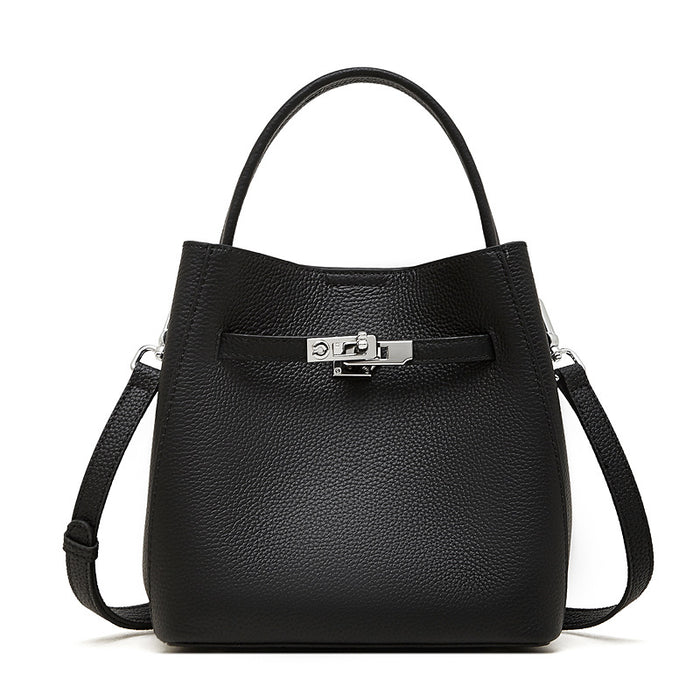 Women Leather Bucket Bag Adjustable Strap