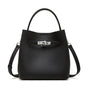 Women Leather Bucket Bag Adjustable Strap