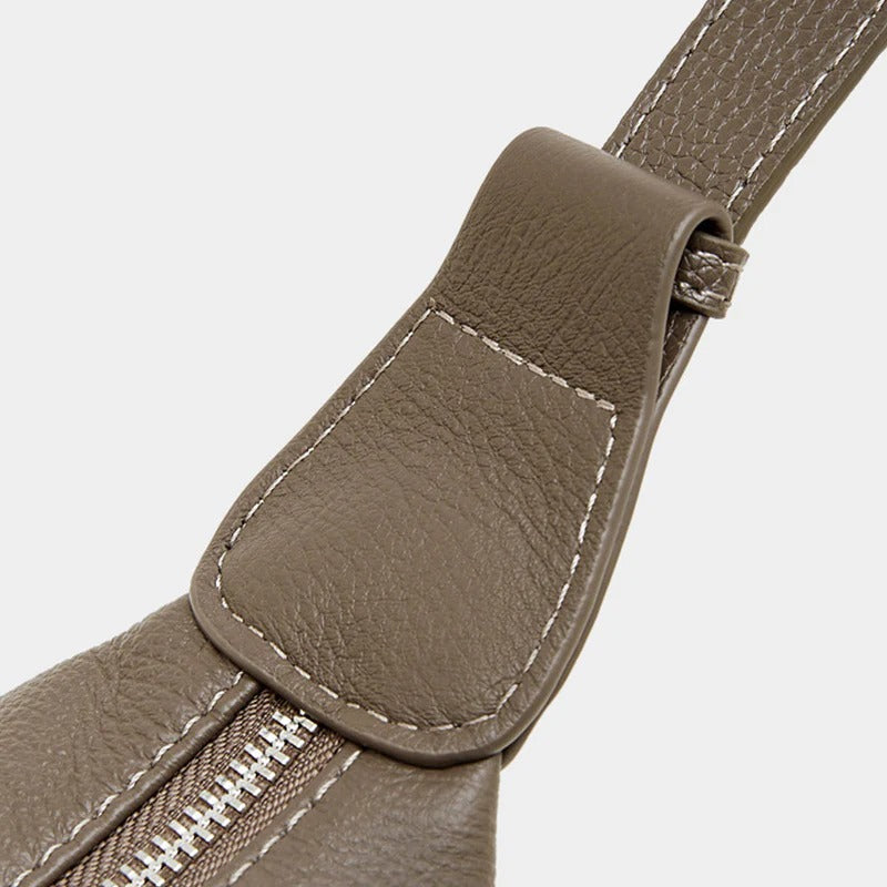 Women Minimalist Soft Leather Crescent Crossbody Bag