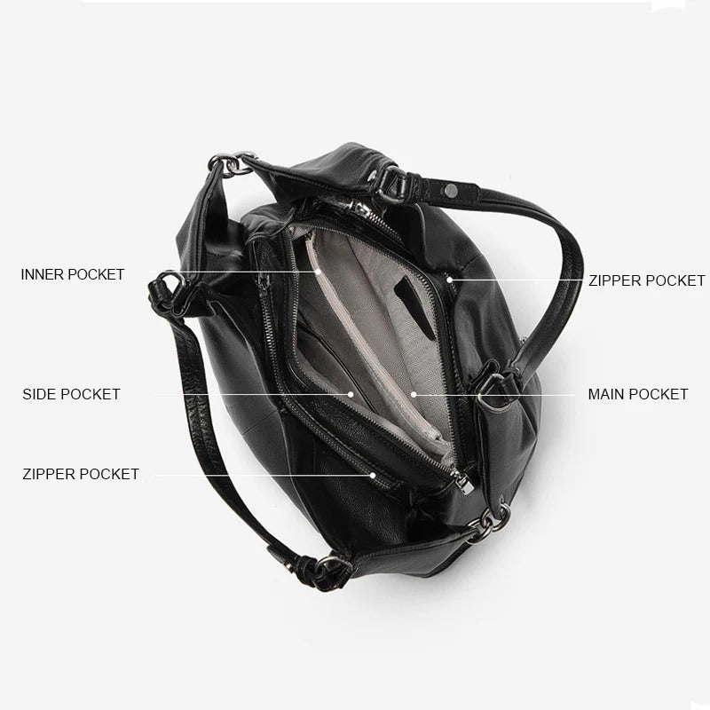 Women Leather Large Capacity Slouchy Tote Bag